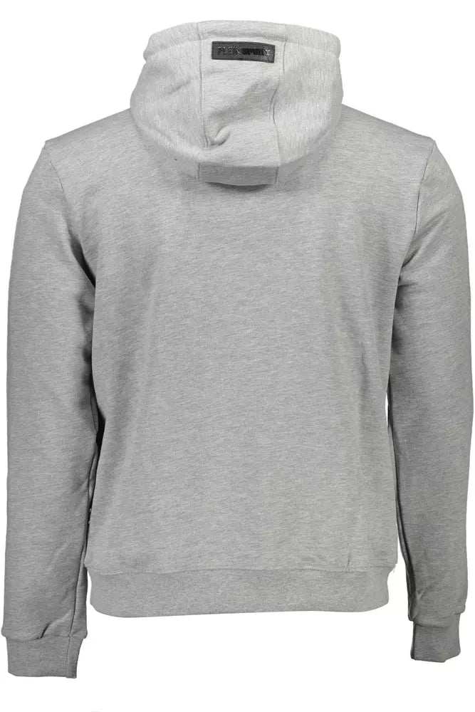 Plein Sport Sleek Gray Long-Sleeved Hooded Sweatshirt Plein Sport