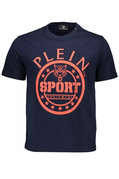 Plein Sport Elevated Blue Cotton Tee with Signature Details Plein Sport