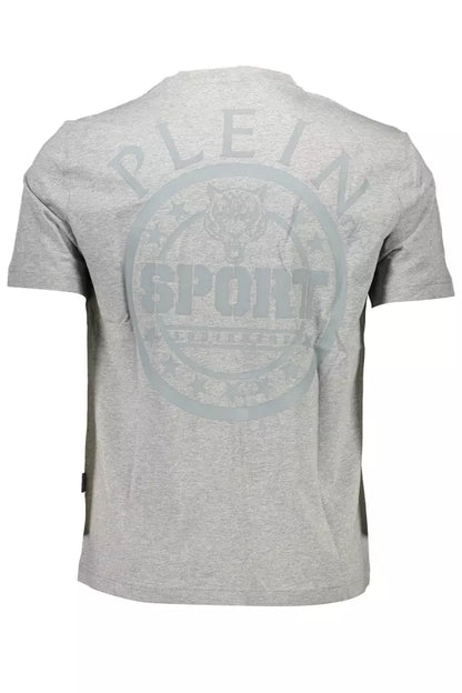 Plein Sport Sleek Gray Crewneck Tee with Bold Back Print Plein Sport