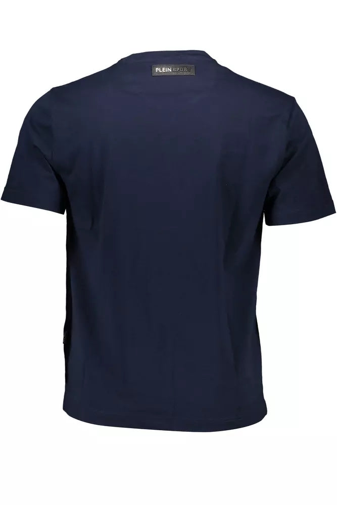 Plein Sport Elevated Blue Cotton Tee with Signature Details Plein Sport