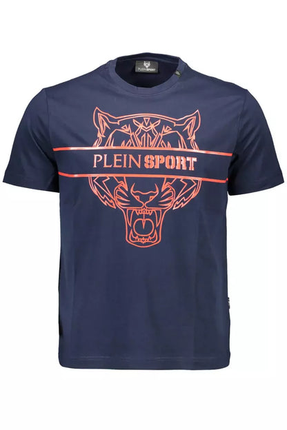 Plein Sport Dynamic Blue Crew Neck Printed Tee Plein Sport