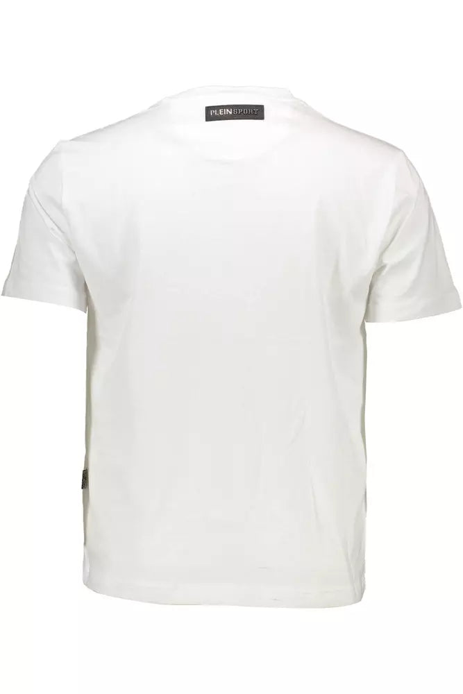 Plein Sport Chic White Cotton Tee with Bold Detailing Plein Sport