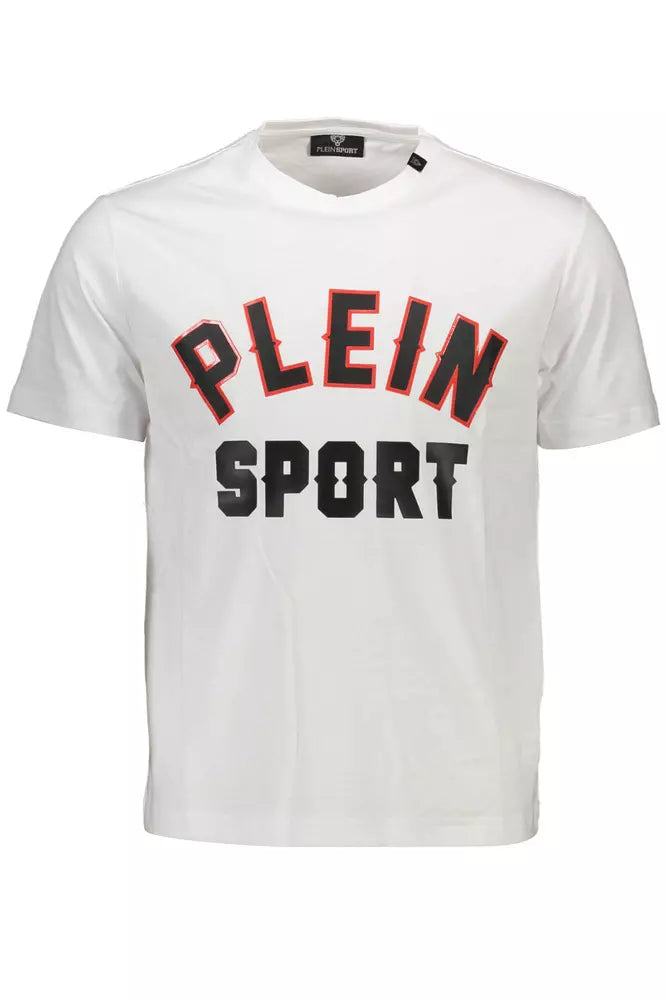 Plein Sport Sleek White Crew Neck Tee with Contrasting Accents Plein Sport