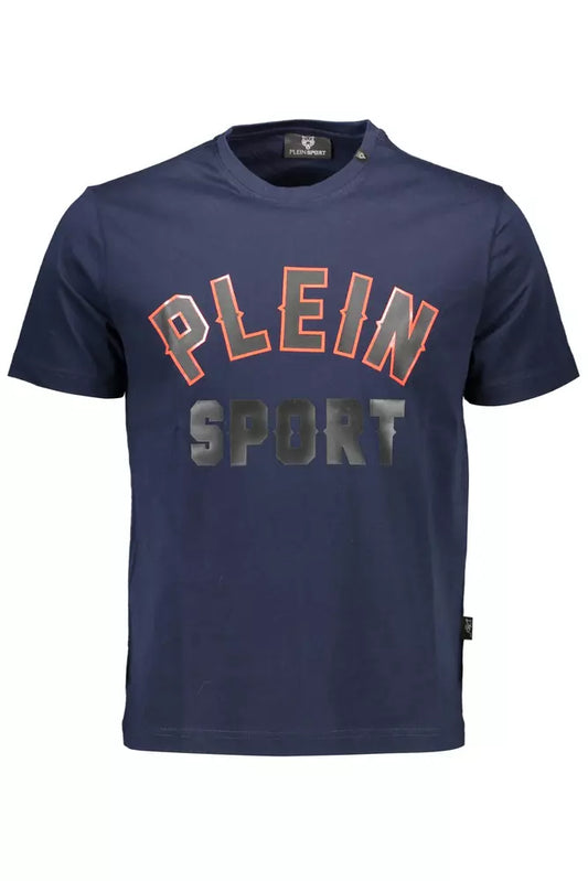 Plein Sport Athletic Blue Crew Neck Tee with Logo Detail Plein Sport