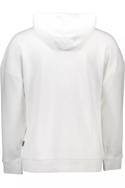 Plein Sport Sleek White Hooded Sweatshirt with Bold Prints Plein Sport