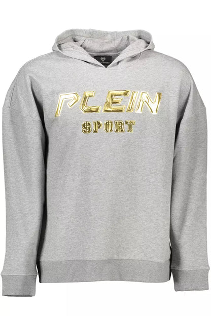 Plein Sport Sleek Gray Hooded Sweatshirt with Contrasting Details Plein Sport