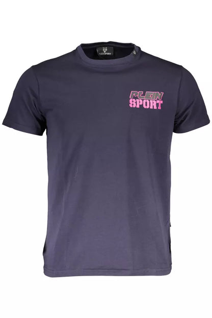 Plein Sport Electric Blue Cotton Tee with Edgy Print Plein Sport