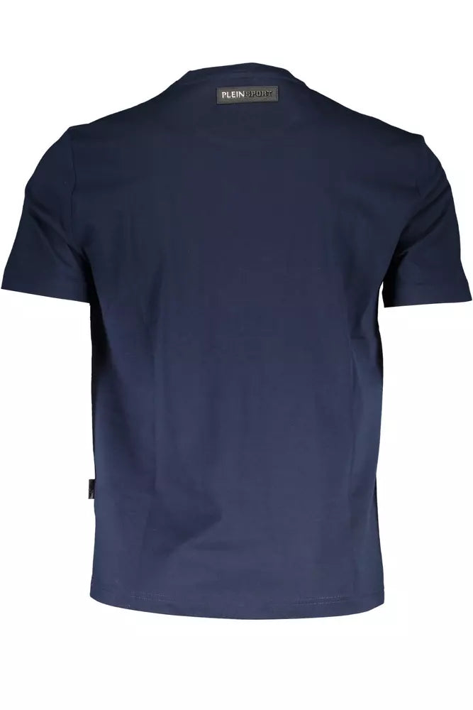 Plein Sport Round Neck Blue Emblem Tee Plein Sport