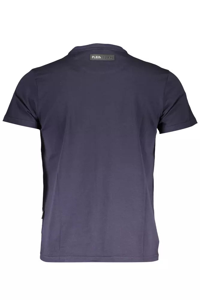 Plein Sport Electric Blue Cotton Tee with Edgy Print Plein Sport