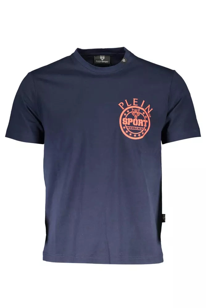 Plein Sport Sleek Blue Cotton Tee with Iconic Print Plein Sport