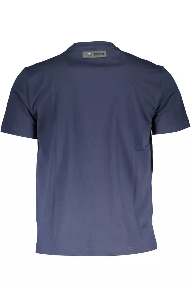 Plein Sport Sleek Blue Cotton Tee with Iconic Print Plein Sport