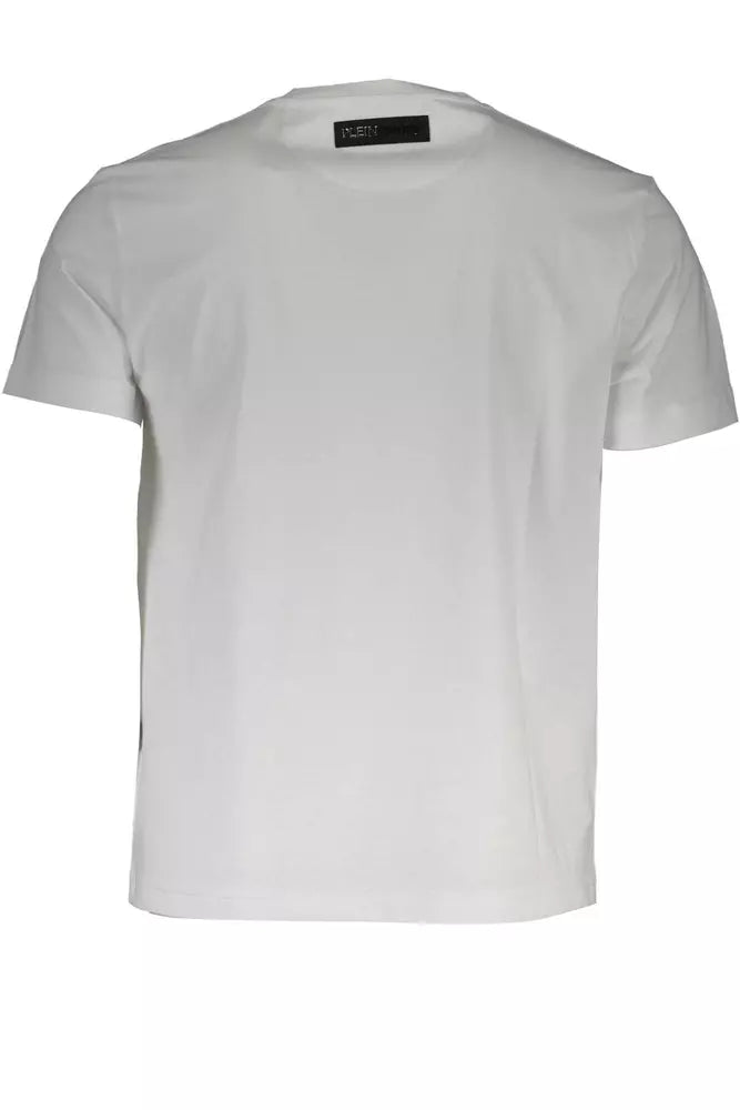 Plein Sport White V-Neck Logo Tee with Print Detail Plein Sport