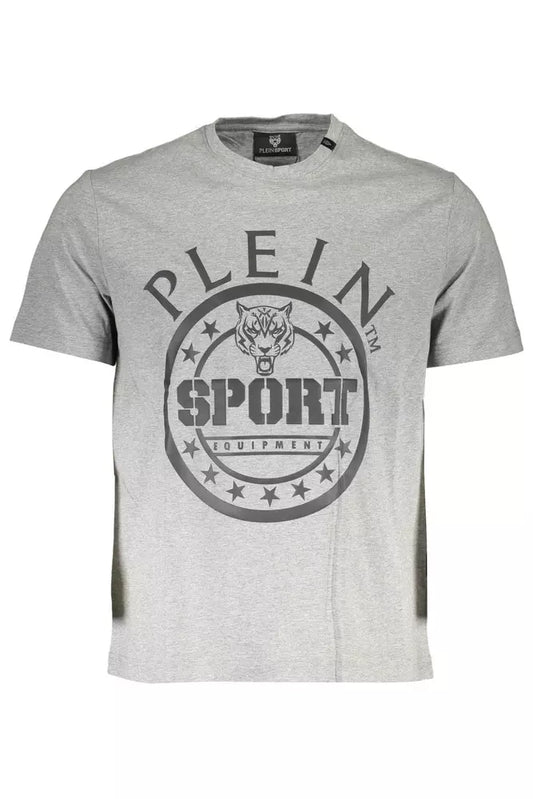 Plein Sport Athletic Gray Cotton Crew Neck Tee Plein Sport