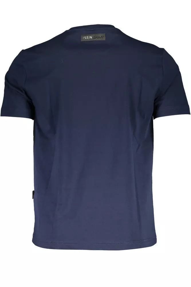 Plein Sport Chic Blue Crew Neck Tee with Print Detail Plein Sport