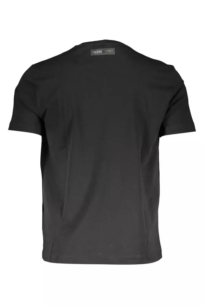 Plein Sport Sleek Black Cotton Crew Neck Tee with Logo Print Plein Sport