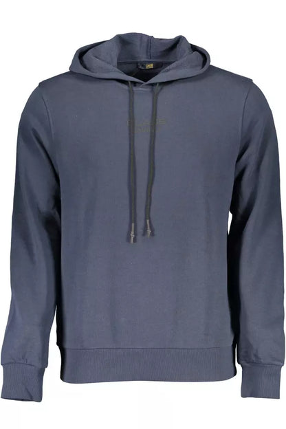 Cavalli Class Blue Cotton Hooded Sweatshirt with Logo Print Cavalli Class