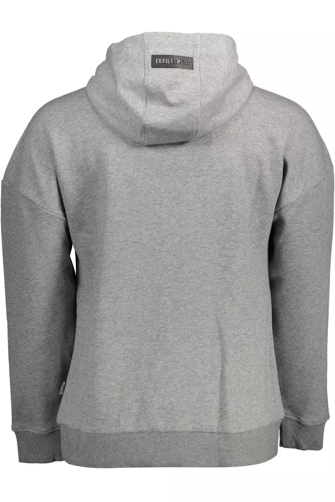 Plein Sport Sleek Gray Hooded Sweatshirt with Bold Accents Plein Sport