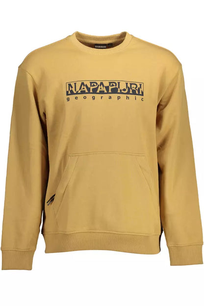 Napapijri Beige Cotton Sweatshirt with Central Zip Pocket Napapijri