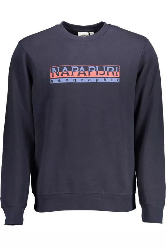 Napapijri Blue Cotton Logo Print Sweatshirt Napapijri