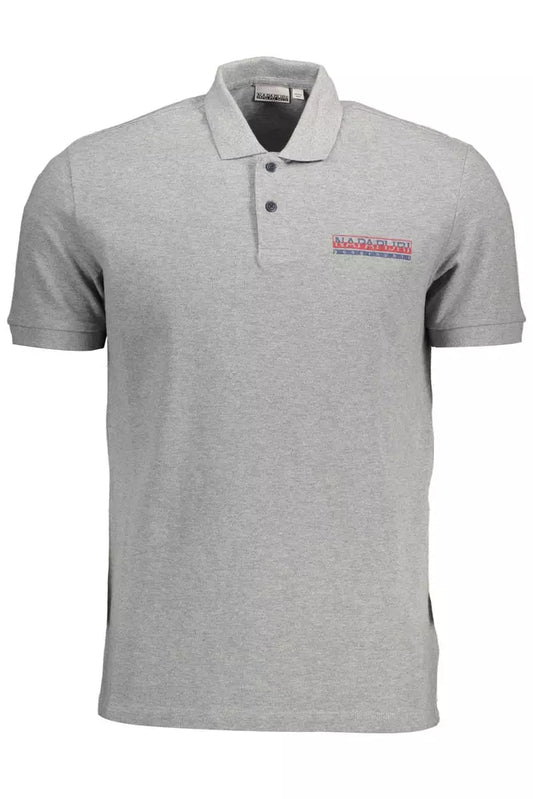 Napapijri Sleek Gray Cotton Polo with Signature Print Napapijri