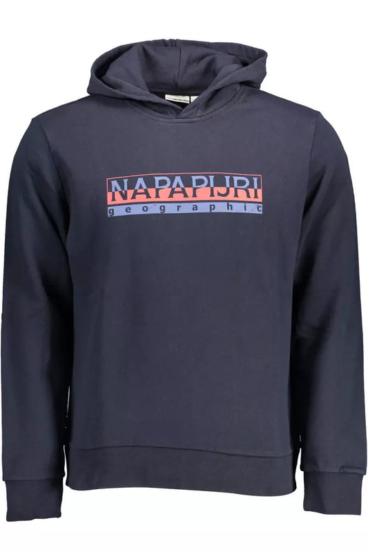 Napapijri Chic Blue Hooded Cotton Sweatshirt with Logo Print Napapijri