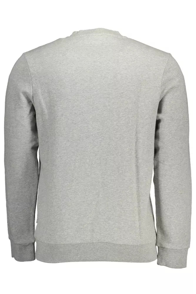 Napapijri Chic Gray Cotton Sweatshirt with Logo Print Napapijri