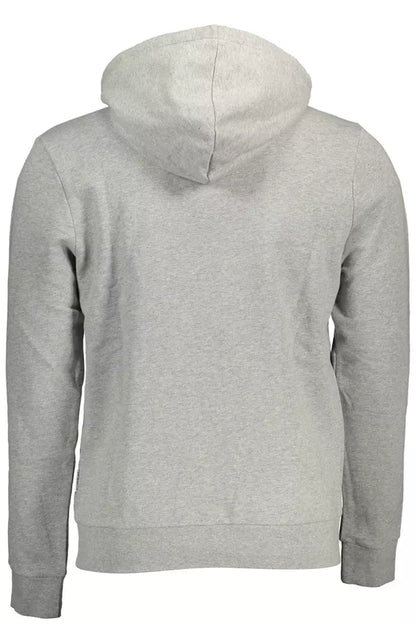 Napapijri Chic Gray Hooded Sweatshirt with Zip Pocket Napapijri