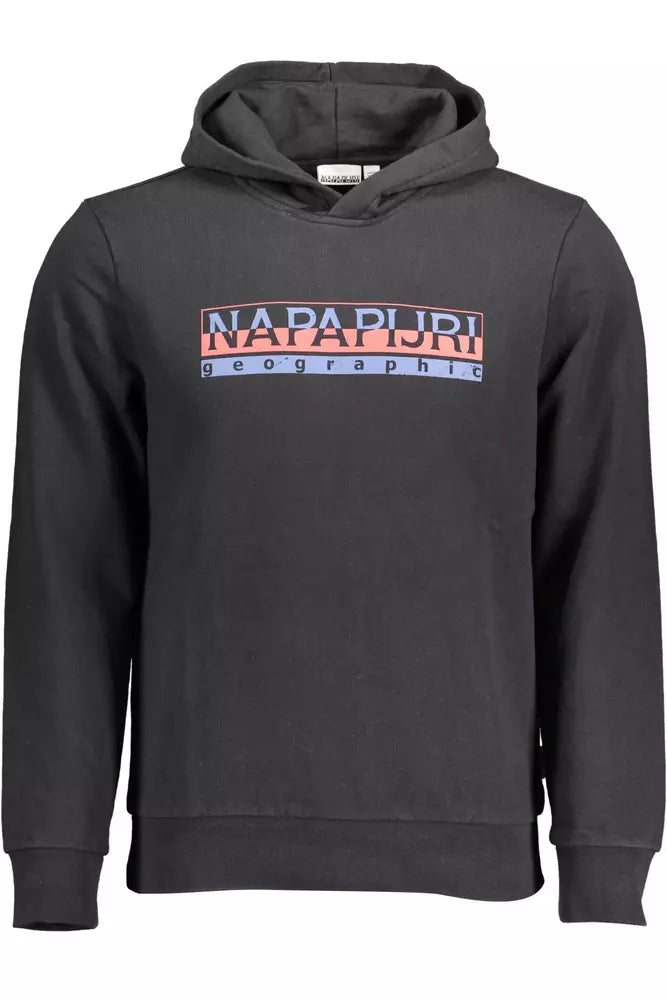 Napapijri Sleek Black Hooded Cotton Sweatshirt Napapijri