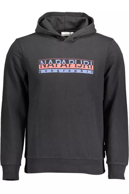 Napapijri Sleek Black Hooded Cotton Sweatshirt Napapijri