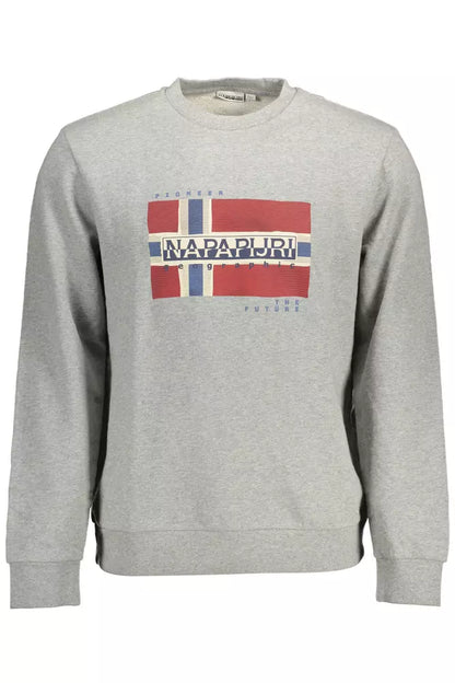 Napapijri Chic Grey Cotton Sweatshirt with Iconic Print Napapijri