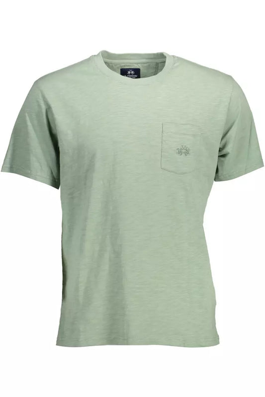 La Martina Chic Embroidered Green Tee with Pocket La Martina