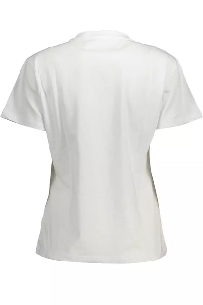 Kocca Elegant White Printed Tee with Chic Details Kocca