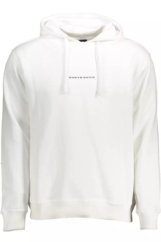 North Sails Sleek White Cotton Hooded Sweatshirt North Sails