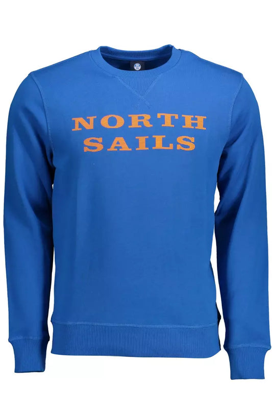 North Sails Blue Round Neck Cotton Sweatshirt with Logo North Sails