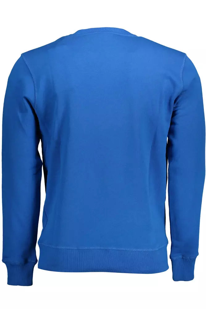 North Sails Blue Round Neck Cotton Sweatshirt with Logo North Sails