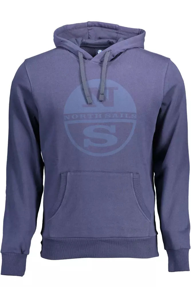 North Sails Blue Cotton Hooded Sweatshirt with Logo Print North Sails