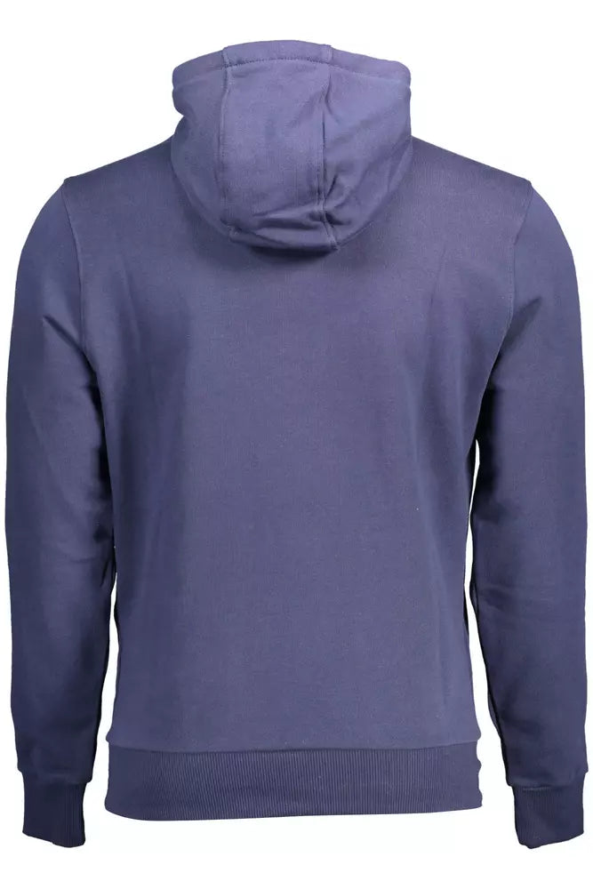 North Sails Blue Cotton Hooded Sweatshirt with Logo Print North Sails