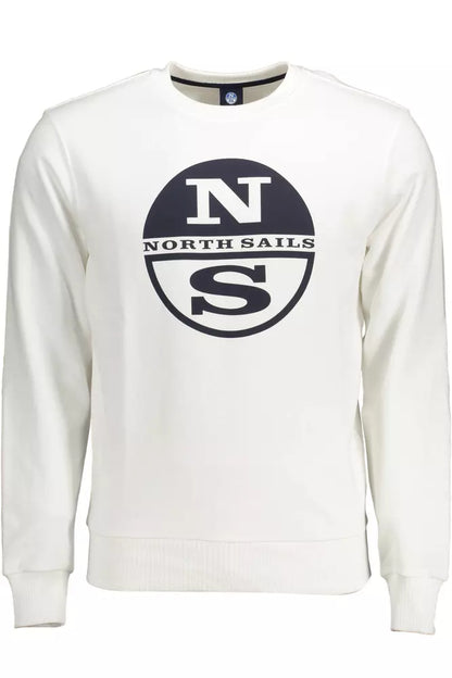 North Sails Elegant White Round Neck Cotton Sweatshirt North Sails