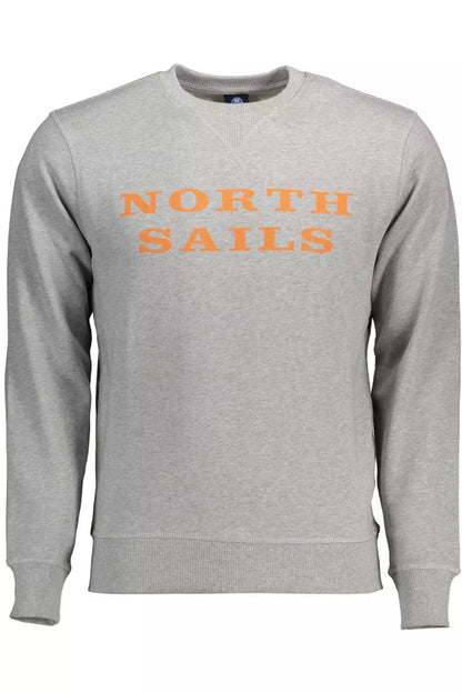 North Sails Chic Gray Round Neck Printed Sweatshirt North Sails