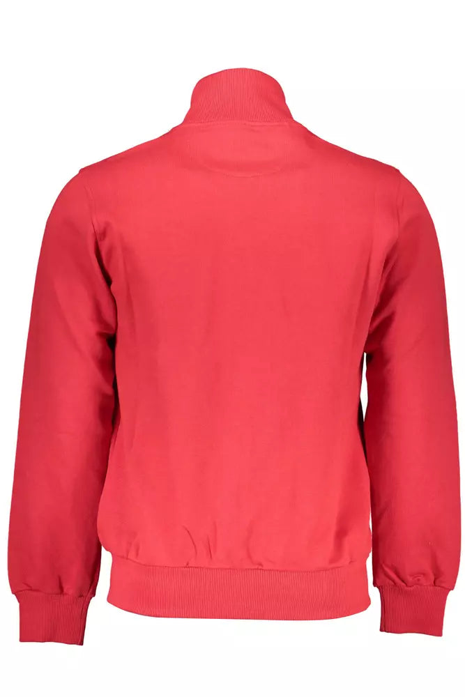 La Martina Chic Pink Cotton Zip Sweatshirt with Embroidery La Martina