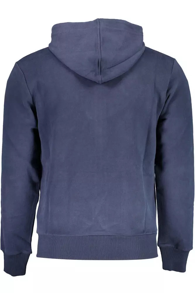 La Martina Elegant Blue Hooded Zip Sweater La Martina