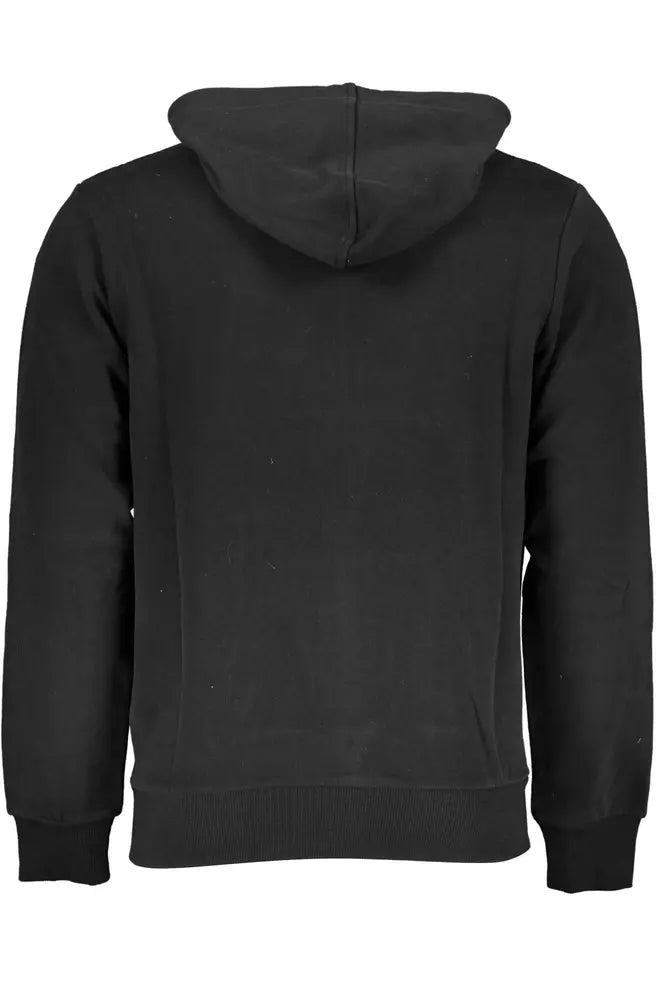 La Martina Elegant Black Cotton Hooded Sweatshirt La Martina