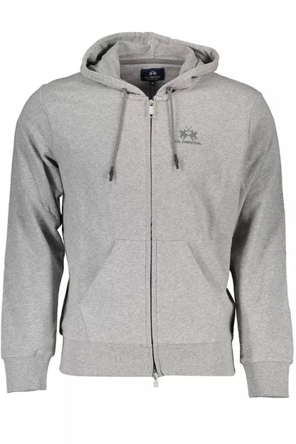 La Martina Elegant Gray Cotton Hooded Sweatshirt La Martina