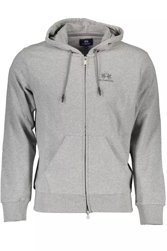 La Martina Elegant Gray Cotton Hooded Sweatshirt La Martina