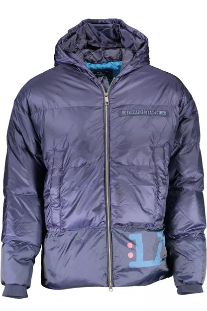 La Martina Elegant Blue Feather-Down Hooded Jacket La Martina