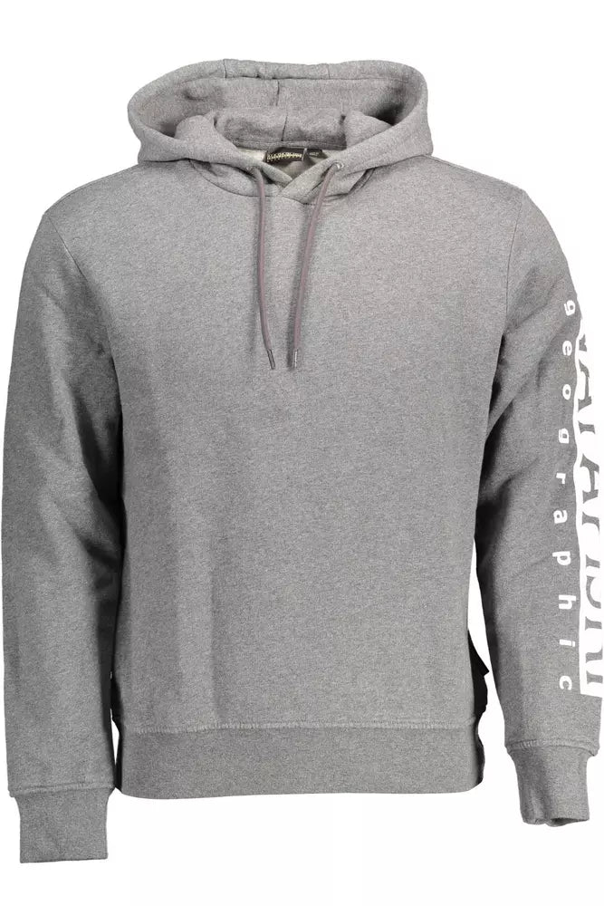 Napapijri Chic Gray Hooded Cotton Blend Sweatshirt Napapijri