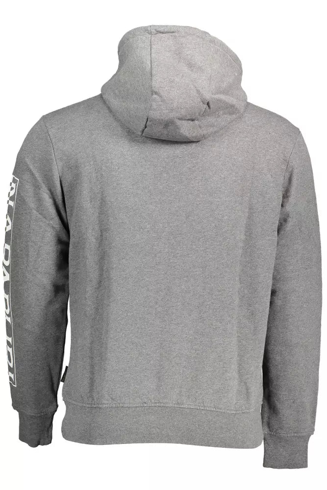 Napapijri Chic Gray Hooded Cotton Blend Sweatshirt Napapijri