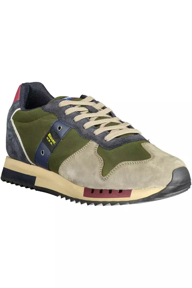 Blauer Sleek Green Lace-Up Sports Sneakers Blauer