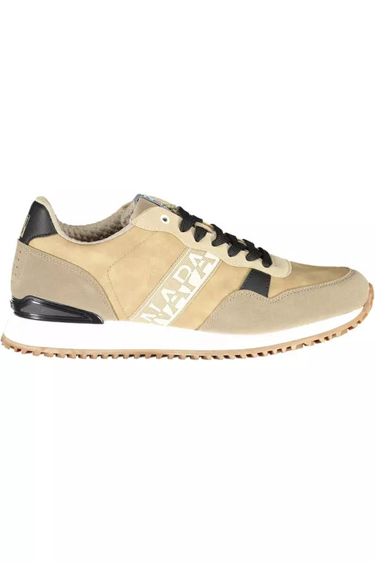 Napapijri Beige Lace-Up Sports Sneakers with Logo Accent Napapijri