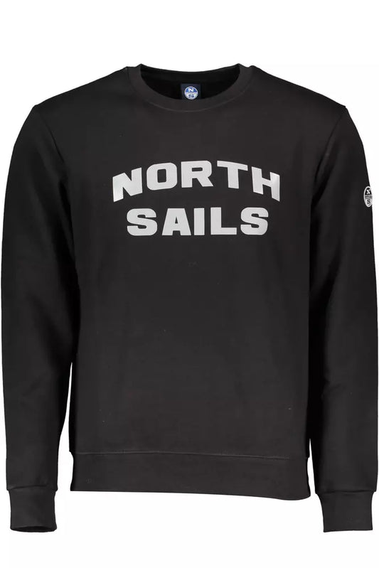 North Sails Sleek Black Cotton Blend Crewneck Sweatshirt North Sails